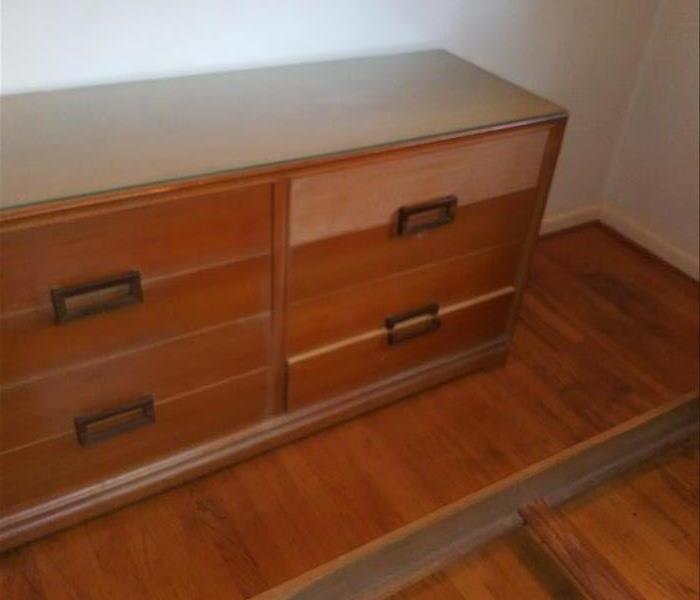 Dresser covered in nicotine, top drawer after cleaning