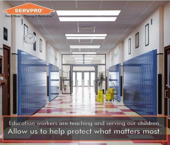 School hallway with lockers on each side